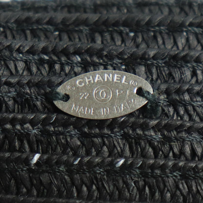 CHANEL シャネル メタル ファブリック ストロー ココマーク リボン ヘアアクセサリー バレッタ レディース【中古】【美品】