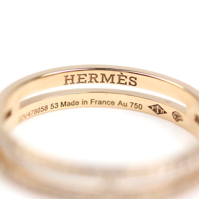 HERMES エルメス K18PG ピンクゴールド アリアンヌ PM リング・指輪 H119699B 00053 13号 53 2.4g レディース【中古】【美品】