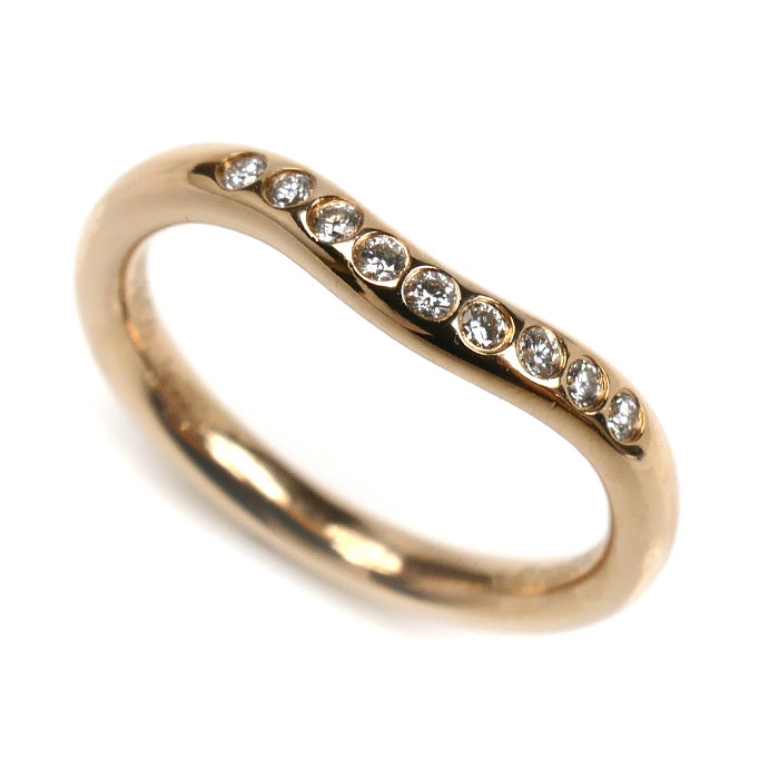 TIFFANY&Co. ティファニー K18PG ピンクゴールド カーブドバンド 9P ダイヤ リング・指輪 4号 2.3g レディース【中古】【美品】