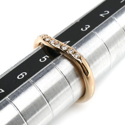 TIFFANY&Co. ティファニー K18PG ピンクゴールド カーブドバンド 9P ダイヤ リング・指輪 4号 2.3g レディース【中古】【美品】