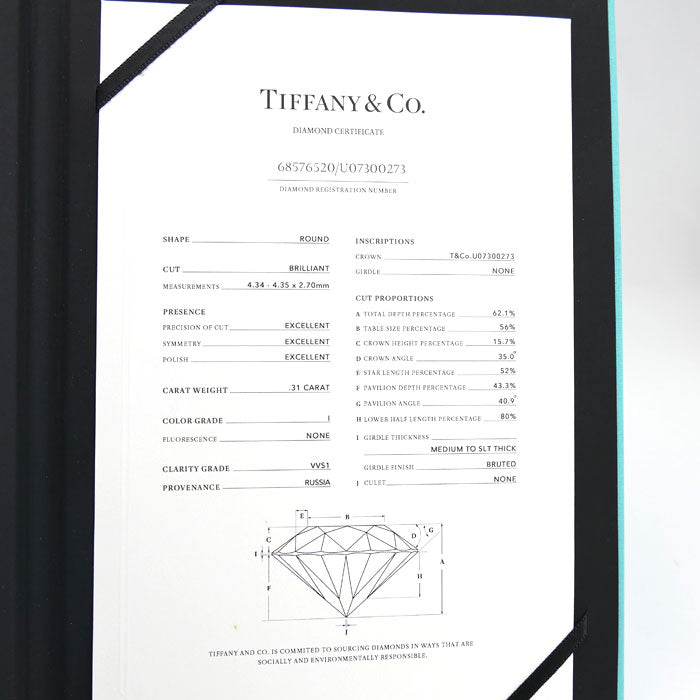 TIFFANY&Co. ティファニー Pt950プラチナ ハーモニー ダイヤ リング・指輪 ダイヤモンド0.31ct 12号 3.2g レディース【中古】