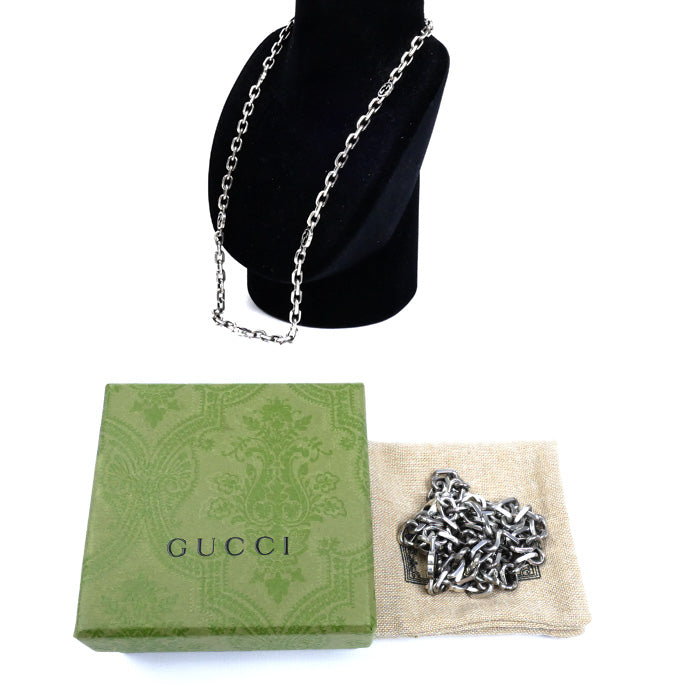 GUCCI グッチ シルバー925 インターロッキングG ネックレス ‎616941 J8400 0811 56.7g 60cm メンズ【中古】