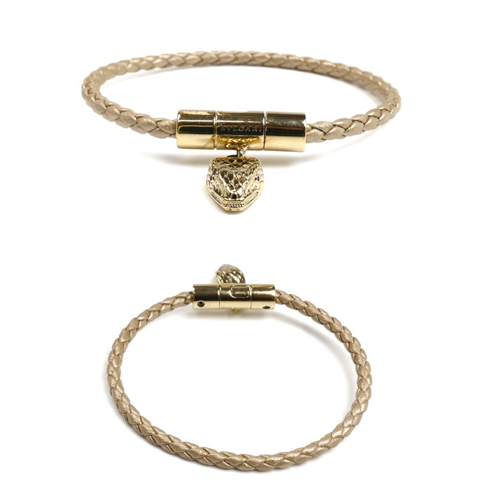 BVLGARI ブルガリ 真鍮 革 セルペンティ フォーエバー レザー ブレスレット レディース【中古】