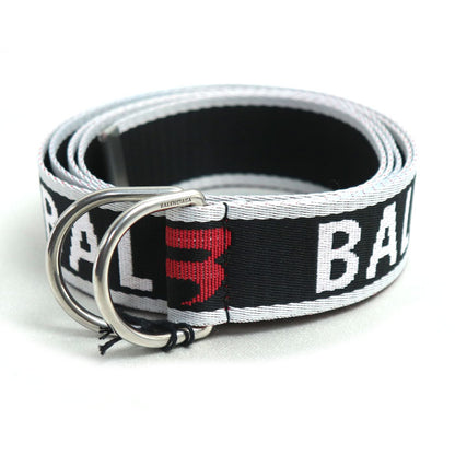 BALENCIAGA バレンシアガ D Ring ロゴ ベルト グレー/レッドウェビング 703137 210AA 1063 ユニセックス【未使用】【買取品】
