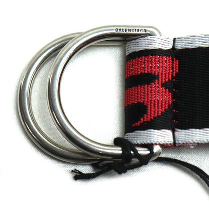 BALENCIAGA バレンシアガ D Ring ロゴ ベルト グレー/レッドウェビング 703137 210AA 1063 ユニセックス【未使用】【買取品】