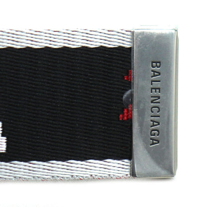 BALENCIAGA バレンシアガ D Ring ロゴ ベルト グレー/レッドウェビング 703137 210AA 1063 ユニセックス【未使用】【買取品】