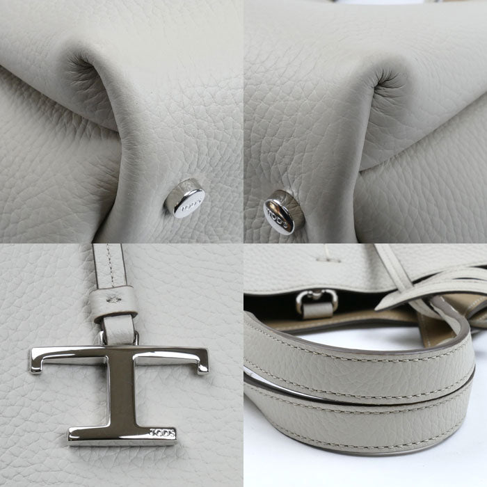 TOD’S トッズ Tタイムレス レザーバッグ ミニ 2Wayショルダーバッグ オフホワイトベージュ XBWAPAFL100QRI9O22 レディース【中古】【美品】