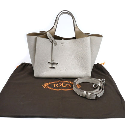 TOD’S トッズ Tタイムレス レザーバッグ ミニ 2Wayショルダーバッグ オフホワイトベージュ XBWAPAFL100QRI9O22 レディース【中古】【美品】