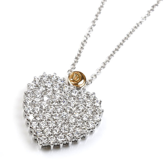 Damiani ダミアーニ K18YG/WG クオーリロゴ ハート ネックレス ダイヤモンド 6.9g 50cm レディース【中古】【美品】