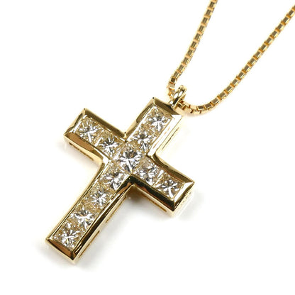 ゆきざき K18YG イエローゴールド リッチクロス ネックレス W50217.2.6 ダイヤモンド0.50ct 3.3g ～50cm レディース【中古】