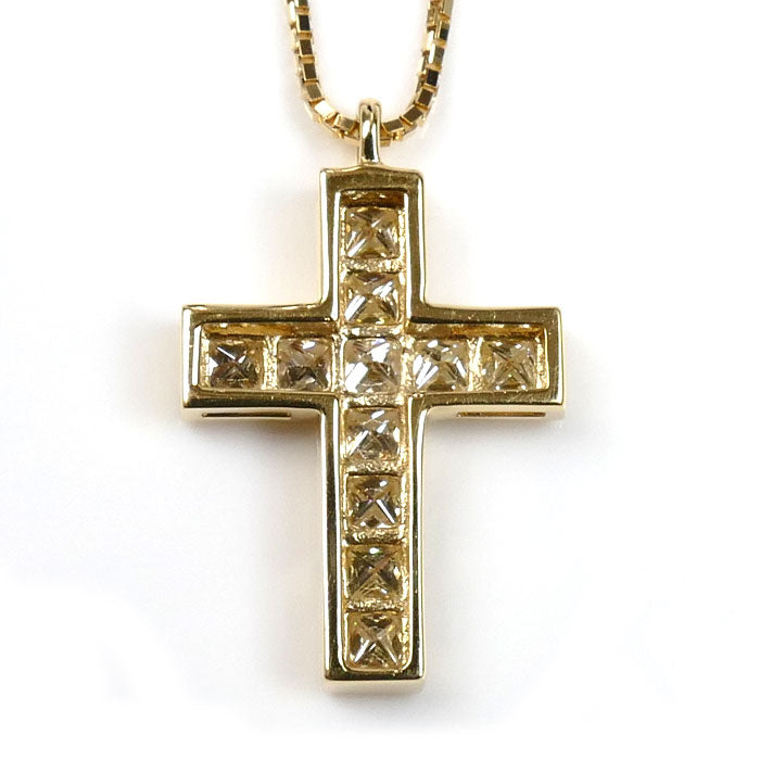 ゆきざき K18YG イエローゴールド リッチクロス ネックレス W50217.2.6 ダイヤモンド0.50ct 3.3g ～50cm レディース【中古】