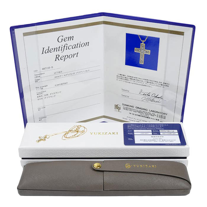 ゆきざき K18YG イエローゴールド リッチクロス ネックレス W50217.2.6 ダイヤモンド0.50ct 3.3g ～50cm レディース【中古】