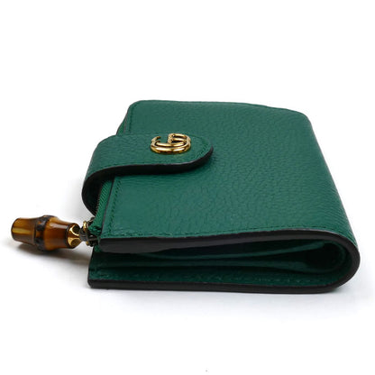 GUCCI グッチ ダブルG バンブー コンパクトウォレット 二つ折り財布 グリーン ‎739498 AABXM 3120 レディース【中古】【美品】