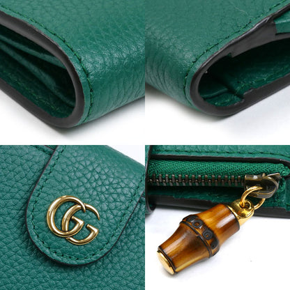 GUCCI グッチ ダブルG バンブー コンパクトウォレット 二つ折り財布 グリーン ‎739498 AABXM 3120 レディース【中古】【美品】