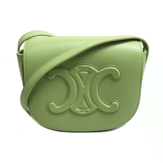 CELINE セリーヌ フォルコ キュイル トリオンフ ショルダーバッグ グリーン Light Jade 198263DU3.15LJ レディース【中古】【美品】