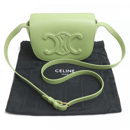 CELINE セリーヌ フォルコ キュイル トリオンフ ショルダーバッグ グリーン Light Jade 198263DU3.15LJ レディース【中古】【美品】