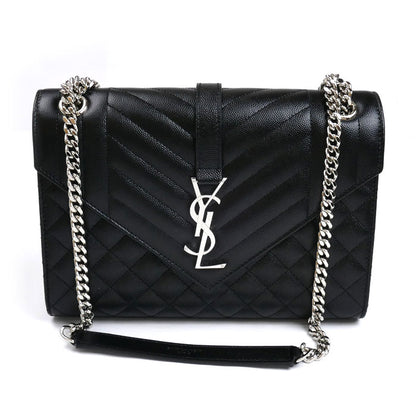 SAINT LAURENT サンローラン エンヴェロップ ミディアム チェーン ショルダーバッグ ブラック 600185 BOW92 1000 レディース【中古】【美品】