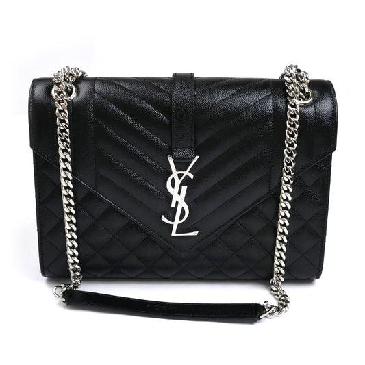 SAINT LAURENT サンローラン エンヴェロップ ミディアム チェーン ショルダーバッグ ブラック 600185 BOW92 1000 レディース【中古】【美品】
