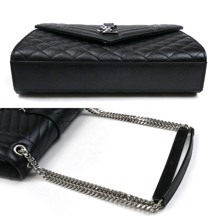 SAINT LAURENT サンローラン エンヴェロップ ミディアム チェーン ショルダーバッグ ブラック 600185 BOW92 1000 レディース【中古】【美品】