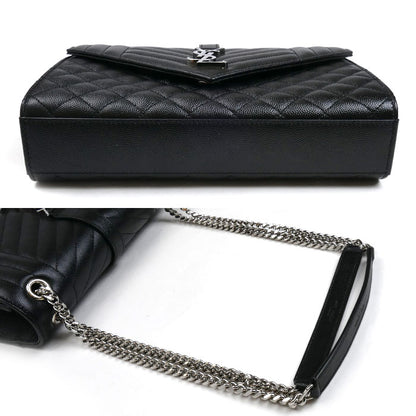 SAINT LAURENT サンローラン エンヴェロップ ミディアム チェーン ショルダーバッグ ブラック 600185 BOW92 1000 レディース【中古】【美品】