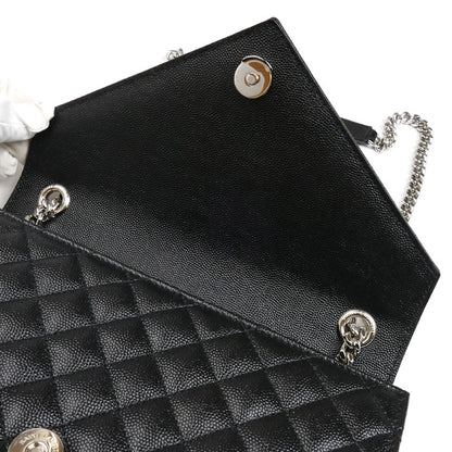 SAINT LAURENT サンローラン エンヴェロップ ミディアム チェーン ショルダーバッグ ブラック 600185 BOW92 1000 レディース【中古】【美品】