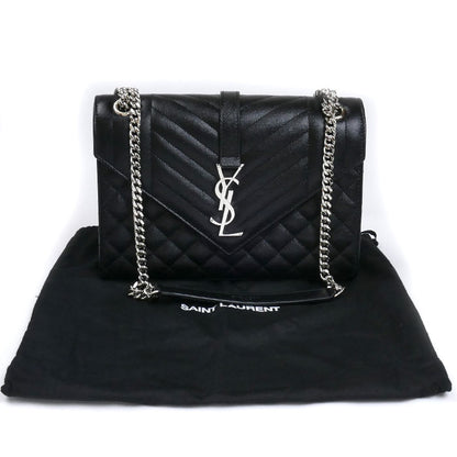 SAINT LAURENT サンローラン エンヴェロップ ミディアム チェーン ショルダーバッグ ブラック 600185 BOW92 1000 レディース【中古】【美品】