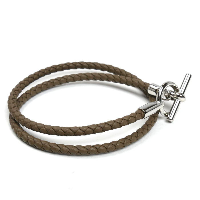 HERMES エルメス メタル レザー グレナン ドゥブルトゥール エトゥープ ブレスレット H071689FP18 レディース【中古】【美品】