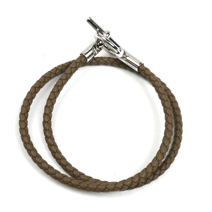 HERMES エルメス メタル レザー グレナン ドゥブルトゥール エトゥープ ブレスレット H071689FP18 レディース【中古】【美品】