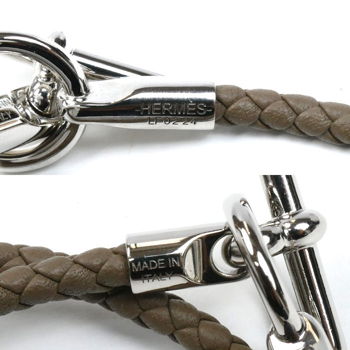 HERMES エルメス メタル レザー グレナン ドゥブルトゥール エトゥープ ブレスレット H071689FP18 レディース【中古】【美品】