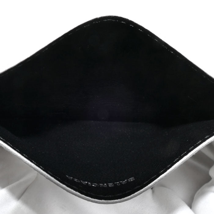 BALENCIAGA バレンシアガ ロゴ グリッター カードケース シルバー 593812 ユニセックス【中古】【極美品】