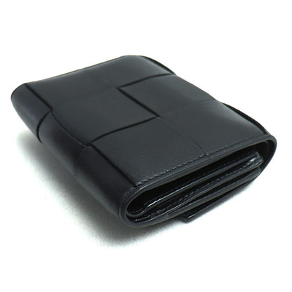 BOTTEGAVENETA ボッテガヴェネタ マキシイントレチャート コンパクトウォレット 三つ折り財布 ブラック 814686VCQC18425 レディース【中古】