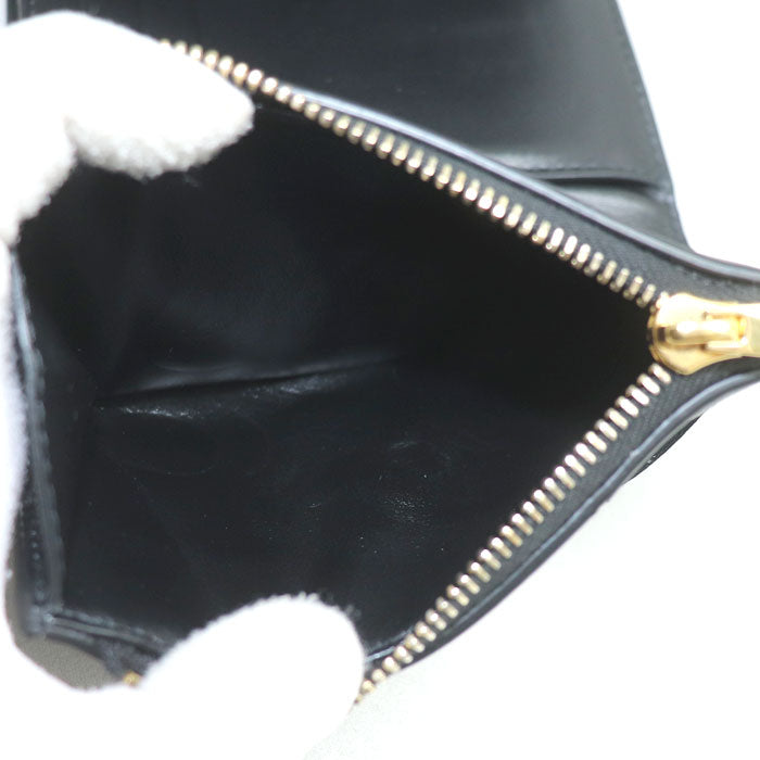 BOTTEGAVENETA ボッテガヴェネタ マキシイントレチャート コンパクトウォレット 三つ折り財布 ブラック 814686VCQC18425 レディース【中古】