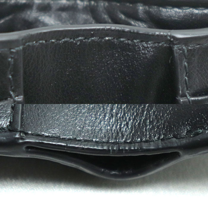 BOTTEGAVENETA ボッテガヴェネタ マキシイントレチャート コンパクトウォレット 三つ折り財布 ブラック 814686VCQC18425 レディース【中古】