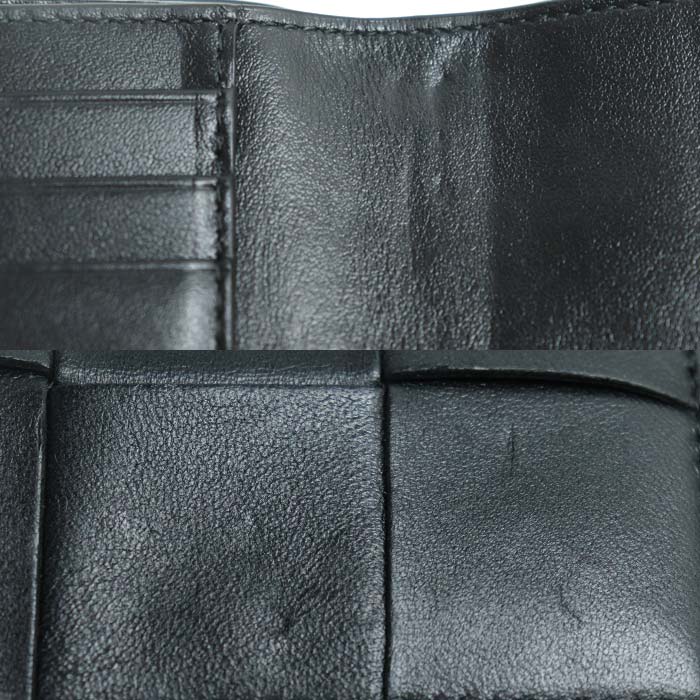 BOTTEGAVENETA ボッテガヴェネタ マキシイントレチャート コンパクトウォレット 三つ折り財布 ブラック 814686VCQC18425 レディース【中古】