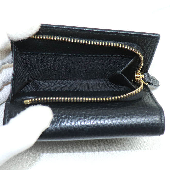 GUCCI グッチ GGマーモント コンパクトウォレット 三つ折り財布 ブラック 644407 レディース【中古】【美品】