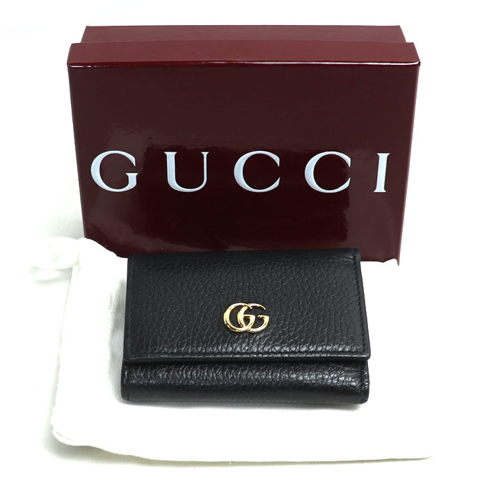 GUCCI グッチ GGマーモント コンパクトウォレット 三つ折り財布 ブラック 644407 レディース【中古】【美品】