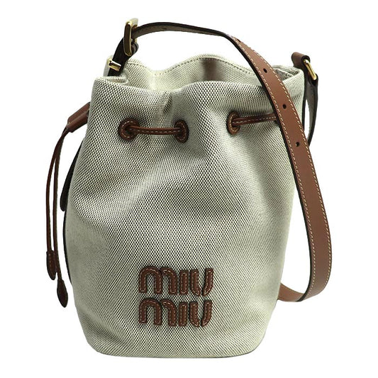 MIUMIU ミュウミュウ バケットバッグ ショルダーバッグ ベージュ/ブラウン 5BE090 レディース【中古】【美品】