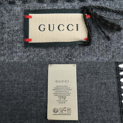 GUCCI グッチ インターロッキングG マフラー グレー×ブラック 715497 ユニセックス【中古】【極美品】