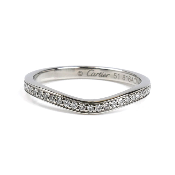 CARTIER カルティエ Pt950プラチナ バレリーナ カーブ ハーフエタニティ ダイヤ リング・指輪 B4093051 11号 51 3.0g レディース【中古】【美品】