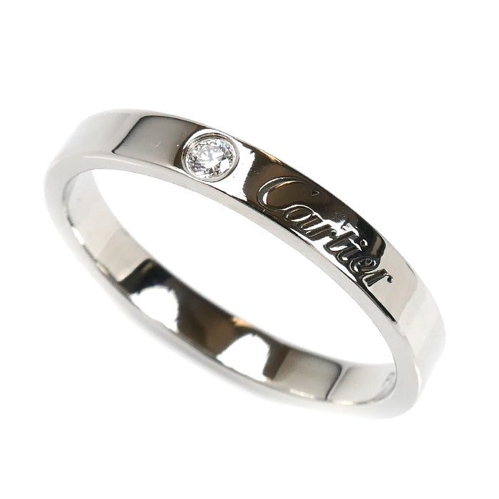 CARTIER カルティエ Pt950プラチナ ウェディング 1Pダイヤ エングレーブド リング・指輪 B4051359 18.5号 59 5.4g レディース【中古】【美品】