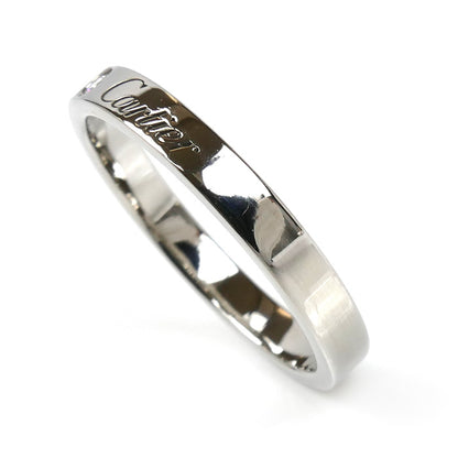 CARTIER カルティエ Pt950プラチナ ウェディング 1Pダイヤ エングレーブド リング・指輪 B4051359 18.5号 59 5.4g レディース【中古】【美品】