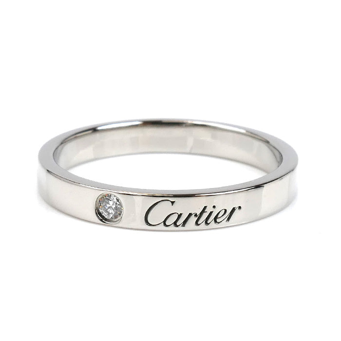 CARTIER カルティエ Pt950プラチナ ウェディング 1Pダイヤ エングレーブド リング・指輪 B4051359 18.5号 59 5.4g レディース【中古】【美品】