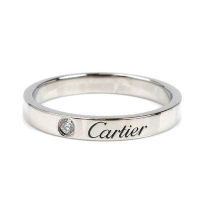CARTIER カルティエ Pt950プラチナ ウェディング 1Pダイヤ エングレーブド リング・指輪 B4051359 18.5号 59 5.4g レディース【中古】【美品】