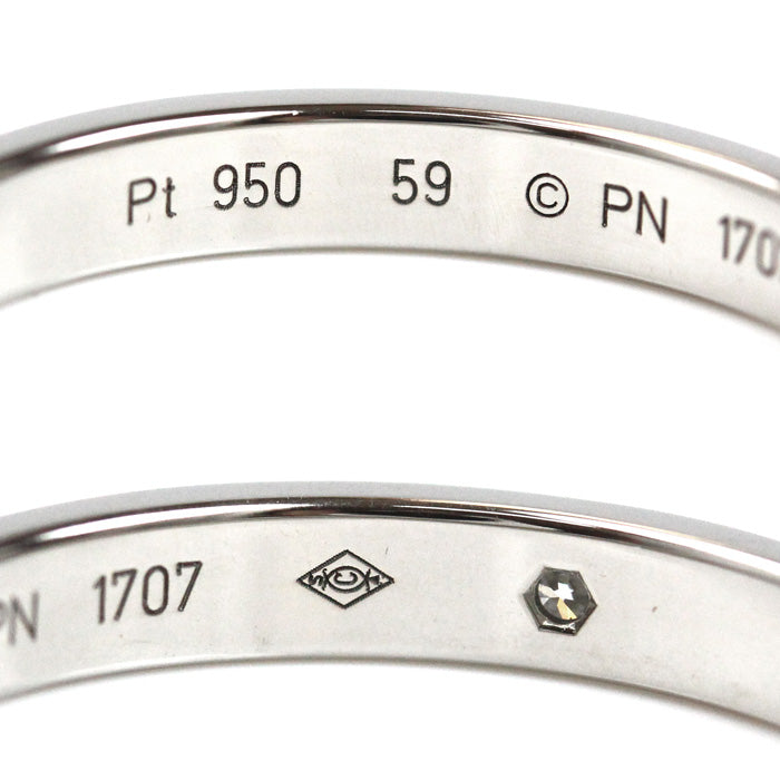 CARTIER カルティエ Pt950プラチナ ウェディング 1Pダイヤ エングレーブド リング・指輪 B4051359 18.5号 59 5.4g レディース【中古】【美品】