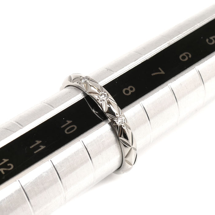 CHANEL シャネル Pt950プラチナ マトラッセ 3Pダイヤ リング・指輪 J2821 9号 49 3.0g レディース【中古】【美品】