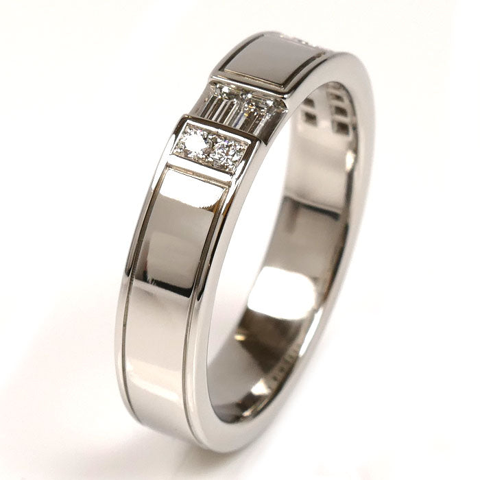 HARRY WINSTON ハリーウィンストン Pt950プラチナ トラフィック アクセント バンド ダイヤ リング・指輪 WBDPACWDTRF-100 22号 12.5g メンズ【中古】【美品】