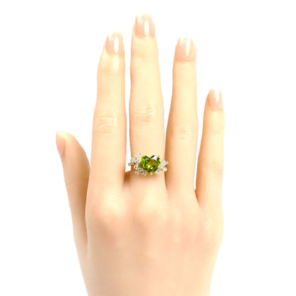 Ponte Vecchio ポンテヴェキオ K18YG イエローゴールド ハート ペリドット ダイヤ リング・指輪 ペリドット2.73ct ダイヤモンド0.43ct 11号 4.2g レディース【中古】【美品】