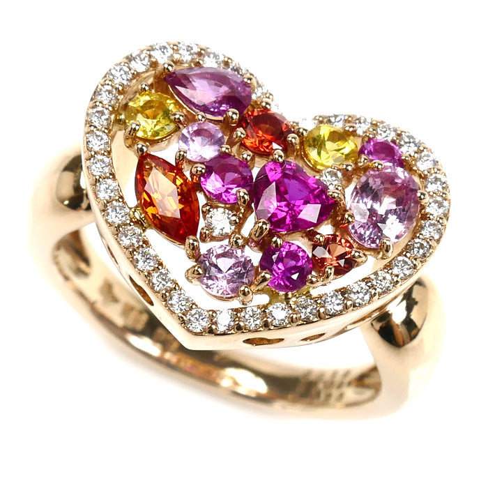 Ponte Vecchio ポンテヴェキオ K18PG ピンクゴールド サファイア ルビー ダイヤ リング・指輪 サファイア1.09ct ルビー0.20ct ダイヤモンド0.19ct 11号 7.0g マルチカラー レディース【中古】