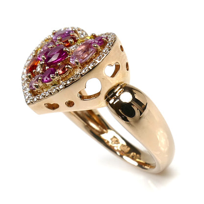 Ponte Vecchio ポンテヴェキオ K18PG ピンクゴールド サファイア ルビー ダイヤ リング・指輪 サファイア1.09ct ルビー0.20ct ダイヤモンド0.19ct 11号 7.0g マルチカラー レディース【中古】