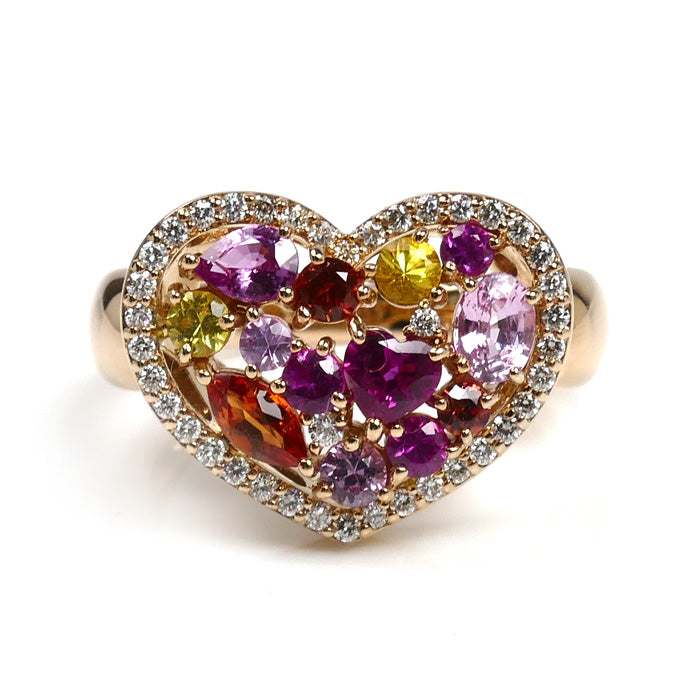 Ponte Vecchio ポンテヴェキオ K18PG ピンクゴールド サファイア ルビー ダイヤ リング・指輪 サファイア1.09ct ルビー0.20ct ダイヤモンド0.19ct 11号 7.0g マルチカラー レディース【中古】